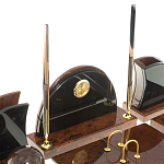 Настольный письменный набор с часами из природного камня обсидиана Oval Office варинант исполнения - 3 | Loft Concept в Барнауле