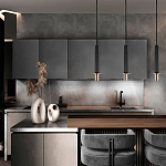 Подвесной светильник с узким цилиндрическим плафоном и золотым металлическим декором Concrete Pipe варинант исполнения - 8 | Loft Concept в Барнауле