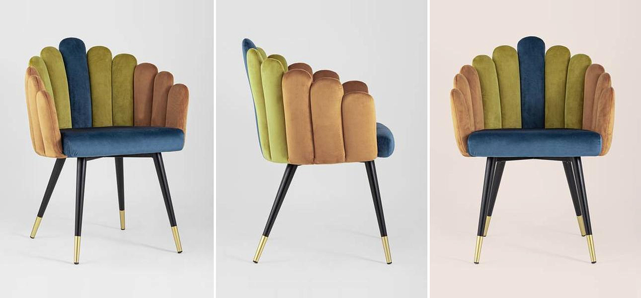 Стул Camellia Chair Синий и Карамельный Велюр Стул Camellia Chair Синий и Карамельный Велюр - Loft-Concept в Барнауле