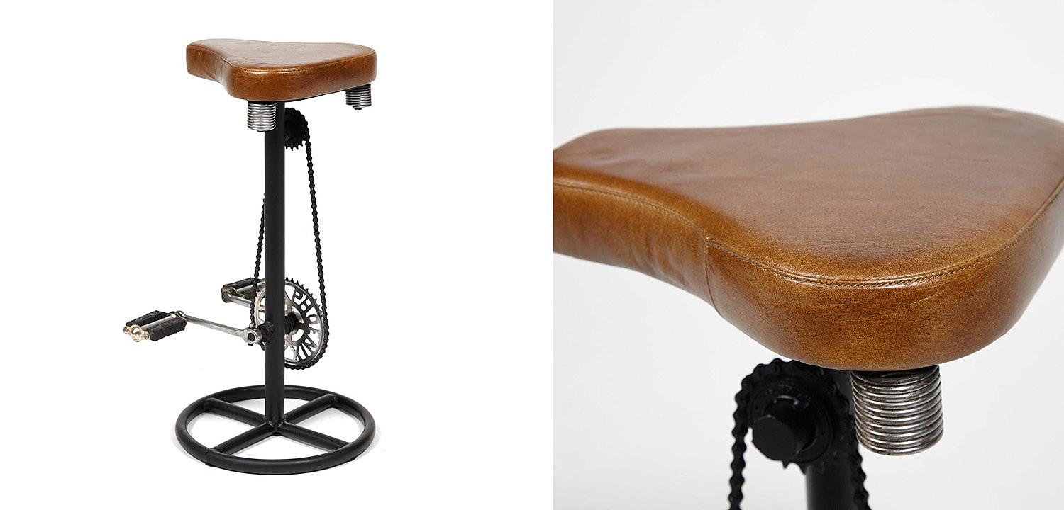 Барный стул с педалями от велосипеда Industrial leather bar stool with bicycle pedals - Loft-Concept в Барнауле