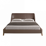 Кровать двуспальная с изголовьем из экокожи шоколадно-коричневого цвета Modern Look варинант исполнения - 4 | Loft Concept в Барнауле