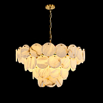 Люстра подвесная четырехъярусная с подвесками в форме дисков Cryptocrystalline Stone варинант исполнения - 1 | Loft Concept в Барнауле