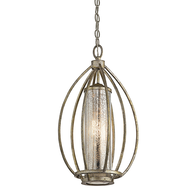 Подвесной светильник овальной формы с цилиндрическим плафоном в цвете сусальное серебро Kichler Серебро винтаж в Барнауле | Loft Concept 