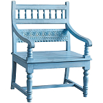 Деревянное кресло из массива манго с резным декором Eutropio Grey Mango Chair Blue варинант исполнения - 1 | Loft Concept в Барнауле