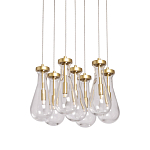 Люстра с 7-ю прозрачными плафонами из стекла в форме капли Lucid Rain  варинант исполнения - 1 | Loft Concept в Барнауле