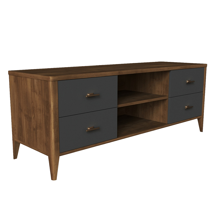 ТВ-тумба с 4 ящиками и полками Tasteful Furniture Антрацит ТВ-тумба с 4 ящиками и полками Tasteful Furniture Антрацит в Барнауле | Loft Concept