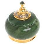 Икорница с крышкой с гравировкой из натурального камня Нефрит Decorative Cavair Dishes варинант исполнения - 1 | Loft Concept в Барнауле