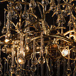 Подвесная люстра в виде ветвей деревьев золотого цвета с прозрачными подвесками-каплями 8 и 14 ламп Droplet Chandelier варинант исполнения - 7 | Loft Concept в Барнауле