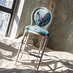 Барный стул из массива бука с изображением птиц и цветов Turquoise Beige Chinoiserie Garden Chair варинант исполнения - 7 | Loft Concept в Барнауле