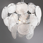 Люстра из белых стеклянных дисков на серебрянном каркасе White Glowing Reflectors варинант исполнения - 7 | Loft Concept в Барнауле