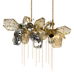 Люстра подвесная с 22-мя гранёными стеклянными плафонами с вертикальными подвесками Gilded Mirage  варинант исполнения - 1 | Loft Concept в Барнауле