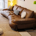 Диван кожаный с каркасом из массива дерева Medieval Furniture варинант исполнения - 4 | Loft Concept в Барнауле