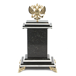 Часы настольные бронзовые с Гербом России из натурального камня Змевик Stone Clock варинант исполнения - 3 | Loft Concept в Барнауле