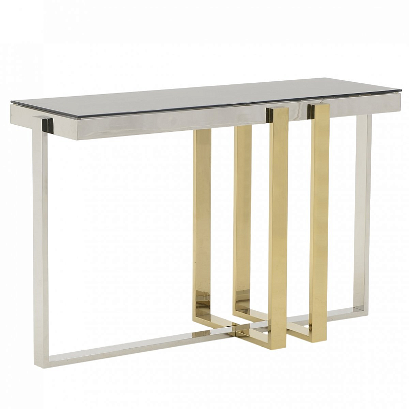 Консоль Geometry Console Черный Глянцевое золото Нержавеющая сталь Консоль Geometry Console Черный Глянцевое золото Нержавеющая сталь в Барнауле | Loft Concept