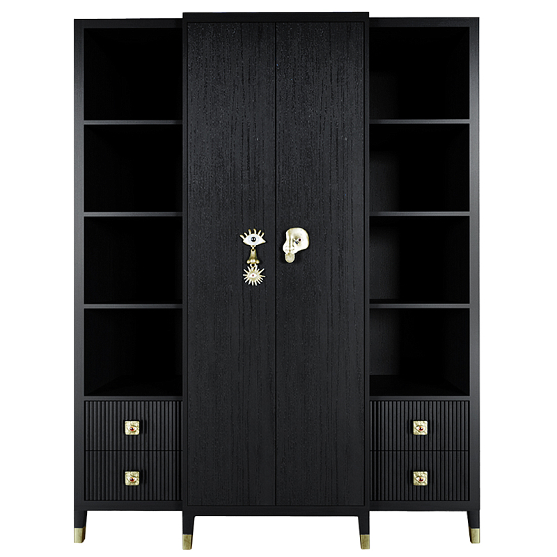 Большой шкаф с витриной Elsa Dreams Black Черный Золотой Большой шкаф с витриной Elsa Dreams Black Черный Золотой в Барнауле | Loft Concept
