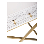 Приставной столик с выдвижным ящиком  White Table Carved Pattern варинант исполнения - 5 | Loft Concept в Барнауле