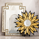 Зеркало-солнце в раме золотого и черного цвета Rays of Peace варинант исполнения - 3 | Loft Concept в Барнауле