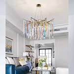 Люстра на подвесе с каркасом из металла и цветными подвесками из стекла Droplet Chandelier варинант исполнения - 1 | Loft Concept в Барнауле