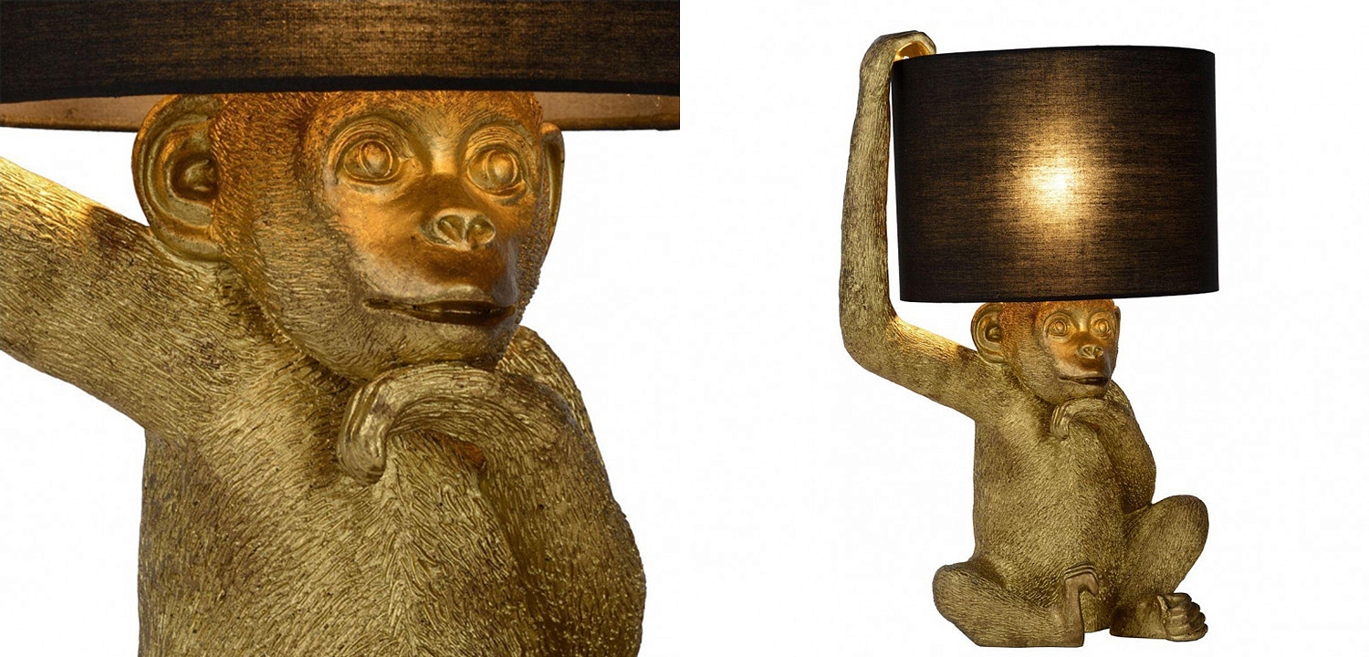 Настольная лампа с Золотой Обезьяной Monkey holding a lampshade Настольная лампа с Золотой Обезьяной Monkey holding a lampshade - Loft-Concept в Барнауле