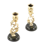 Подсвечники бронзовые на подставке из натурального камня нефрит Stone Candlestick варинант исполнения - 2 | Loft Concept в Барнауле