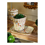 Кашпо с растительным и животным орнаментом на бронзовых ножках Turquoise Blooming Garden варинант исполнения - 8 | Loft Concept в Барнауле