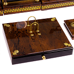 Настольный письменный набор с часами из природного камня обсидиана Royal Set варинант исполнения - 4 | Loft Concept в Барнауле