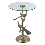 Столик с круглой стеклянной столешницей и корпусом в виде двух павлинов на ветке Table Two Peacocks варинант исполнения - 1 | Loft Concept в Барнауле