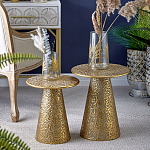 Журнальный столик с конусообразной основой и текстурной поверхностью золотого цвет Ethnic Metal варинант исполнения - 5 | Loft Concept в Барнауле