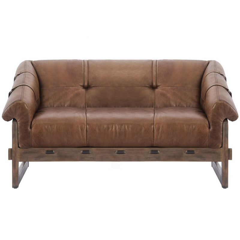 Двухместный диван Duncan винтажная коричневая кожа Коричневый винтаж в Барнауле | Loft Concept 