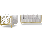 Кресло велюровое серое с фактурным каркасом золотистого цвета Best Traits варинант исполнения - 1 | Loft Concept в Барнауле