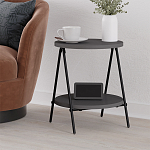 Стол приставной с 2-мя круглыми столешницами цвета антрацит ESSEL SIDE TABLE ANTHRACITE варинант исполнения - 4 | Loft Concept в Барнауле