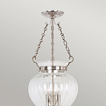 Подвесной светильник цвета никель с прозрачным ребристым стеклянным плафоном в классическом стиле Elstead Lighting варинант исполнения - 3 | Loft Concept в Барнауле