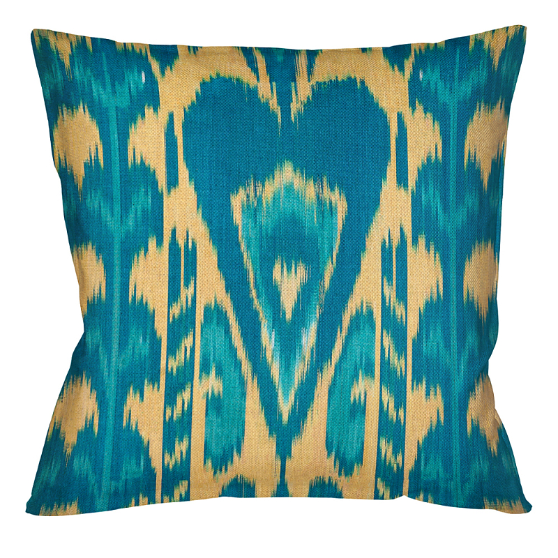 Подушка декоративная бирюзовое сердце Ikat Pattern Бирюзовый Бежевый Подушка декоративная бирюзовое сердце Ikat Pattern Бирюзовый Бежевый в Барнауле | Loft Concept