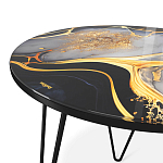 Стол журнальный с круглой столешницей из стекла Gold and Black Marble варинант исполнения - 3 | Loft Concept в Барнауле