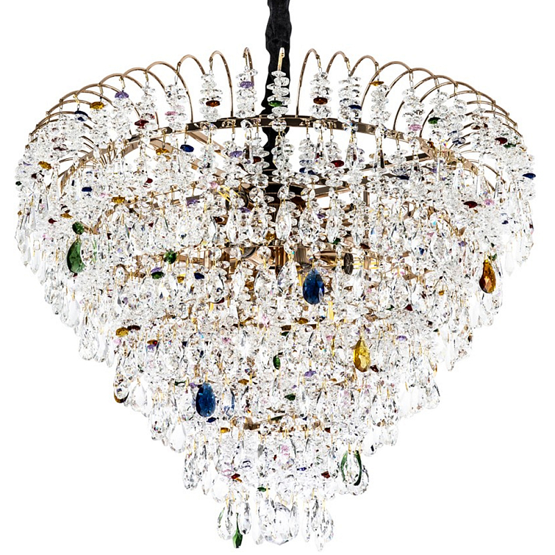 Люстра с прозрачными и цветными подвесками из хрусталя Colorful Crystals Chandelier 12 Золотой Мульти Прозрачное Стекло Люстра с прозрачными и цветными подвесками из хрусталя Colorful Crystals Chandelier 12 Золотой Мульти Прозрачное Стекло в Барнауле | Loft Concept