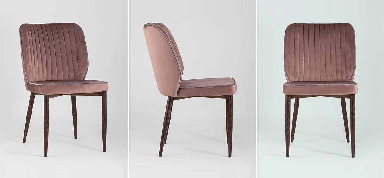 Стул Lawrence Chair Розовый велюр Серый кант Стул Lawrence Chair Розовый велюр Серый кант - Loft-Concept в Барнауле