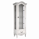 Витрина белая однодверная из массива бука с 4-мя полками и ящиком White Provence варинант исполнения - 1 | Loft Concept в Барнауле