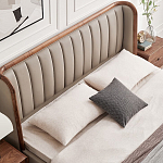 Кровать двуспальная с мягким изголовьем Moon Walnut Bed варинант исполнения - 5 | Loft Concept в Барнауле