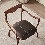 Стул деревянный с мягким сиденьем из коричневой натуральной кожи Moon Walnut Furniture варинант исполнения - 10 | Loft Concept в Барнауле