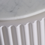 Тумбочка белая овальная с мраморной столешницей Thoroughbass варинант исполнения - 3 | Loft Concept в Барнауле