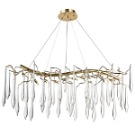 Линейная люстра с хрустальными подвесками в виде капель Droplet Crystal Gold Linear Chandelier 12 варинант исполнения - 1 | Loft Concept в Барнауле