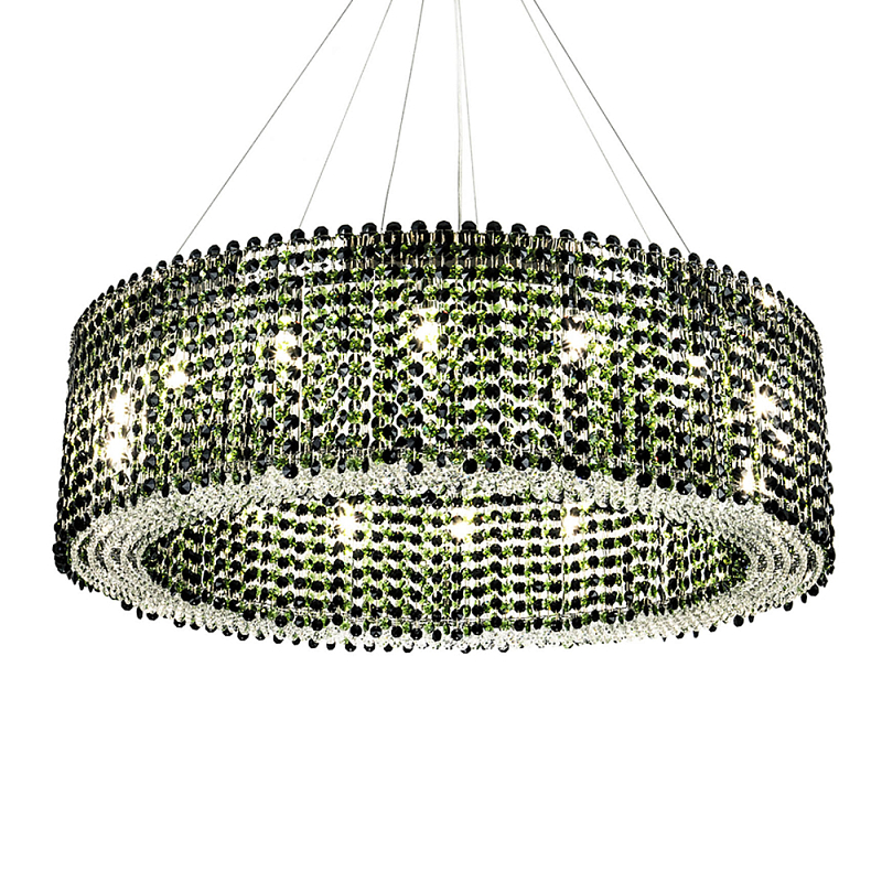 Круглая люстра с хрустальными подвесками Crystal Art Chrome Green Chandelier 12 Хром Зеленый Черный в Барнауле | Loft Concept 