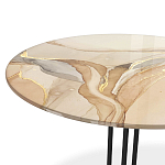 Стол журнальный круглый с бежевой столешницей из стекла Beige Marble варинант исполнения - 3 | Loft Concept в Барнауле