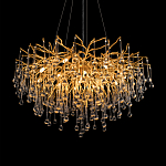 Люстра подвесная с прозрачными стеклянными подвесками в форме капель Диаметр 80 см Droplet Chandelier варинант исполнения - 15 | Loft Concept в Барнауле