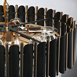 Люстра из черного металла с многоярусными подвесками из прозрачного хрусталя на золотой цепи Empire Black Chandelier Crystal варинант исполнения - 11 | Loft Concept в Барнауле