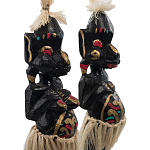 Комплект из 2-х деревянных статуэток Asmat Straw Headdress Statuettes Multicolor варинант исполнения - 5 | Loft Concept в Барнауле