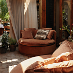 Кушетка круглая с обивкой из велюра коричневая Milky Brown Chair варинант исполнения - 8 | Loft Concept в Барнауле