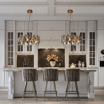 Люстра подвесная круглая с овальными подвесками из стекла дымчатого цвета Harlow Crystal Round варинант исполнения - 6 | Loft Concept в Барнауле