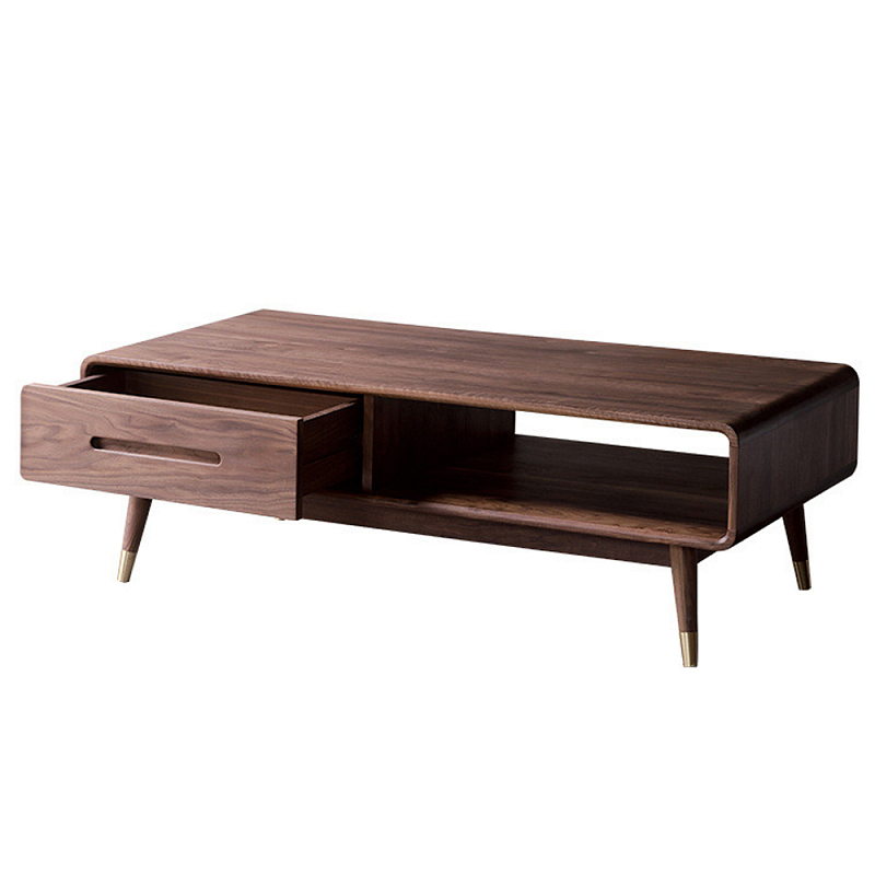 Кофейный стол из дерева с ящиком и нишей для хранения Coffee Walnut Table Орех Кофейный стол из дерева с ящиком и нишей для хранения Coffee Walnut Table Орех в Барнауле | Loft Concept