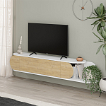 ТВ-тумба подвесная белая с полкой и откидной дверцей цвета древесины TONE TV STAND WHITE варинант исполнения - 2 | Loft Concept в Барнауле